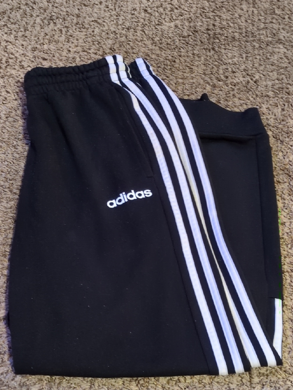 Adidas Black Joggers with White 3-Stripes Size M
